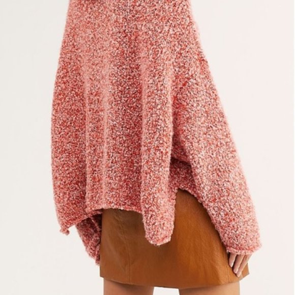 FREE PEOPLE • Cowl Neck BFF Knit Sweater in Scarlet Flame Size XL - Picture 2 of 15